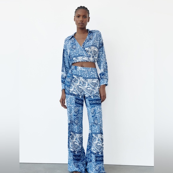 Zara blue printed matching set - Picture 1 of 9